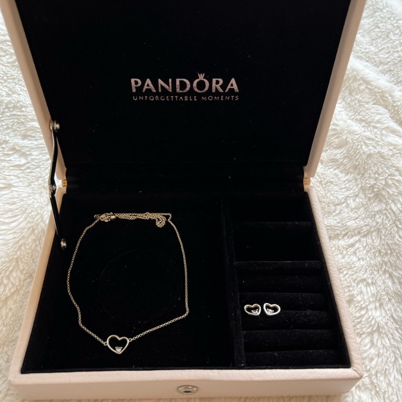 Pandora - Asymmetrical Heart Stud Earrings - Picture 3 of 3